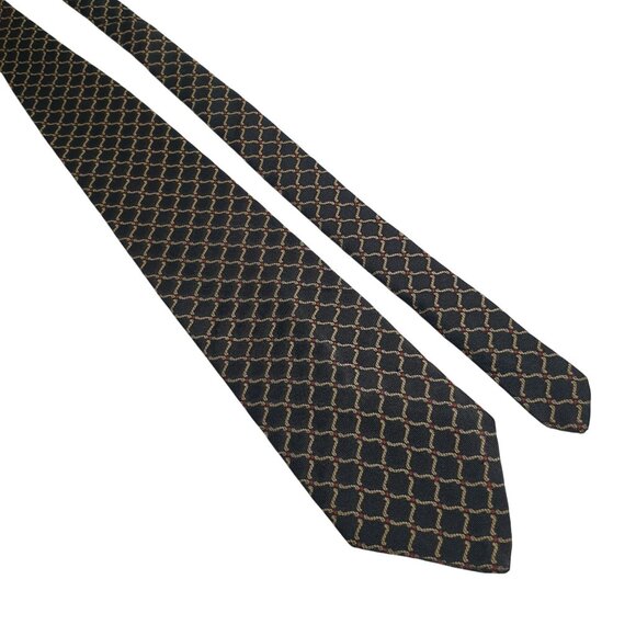 Vintage Tie Guy Geometric Pattern Men Polyester Necktie Office Dad Work Gift - Picture 1 of 5
